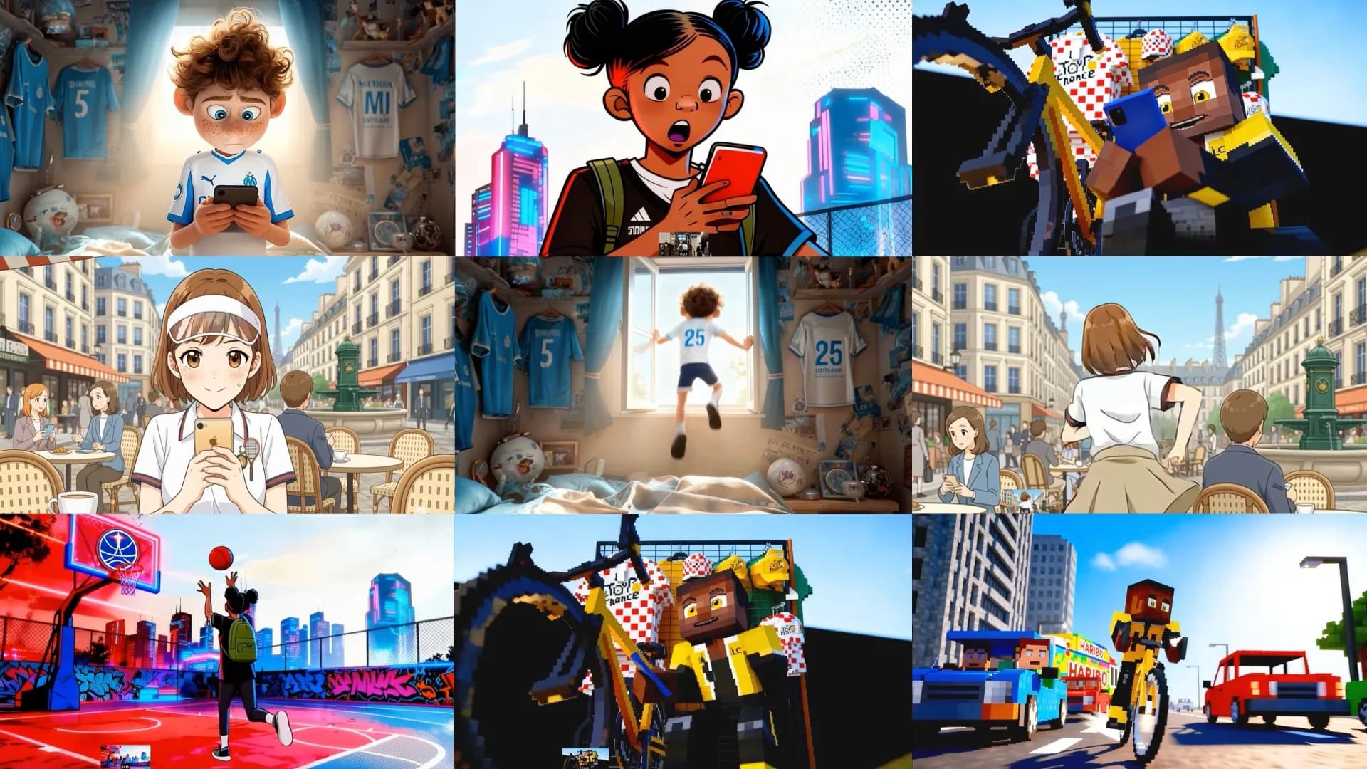 Fastory trailer storybaord of visuals created on Scenario