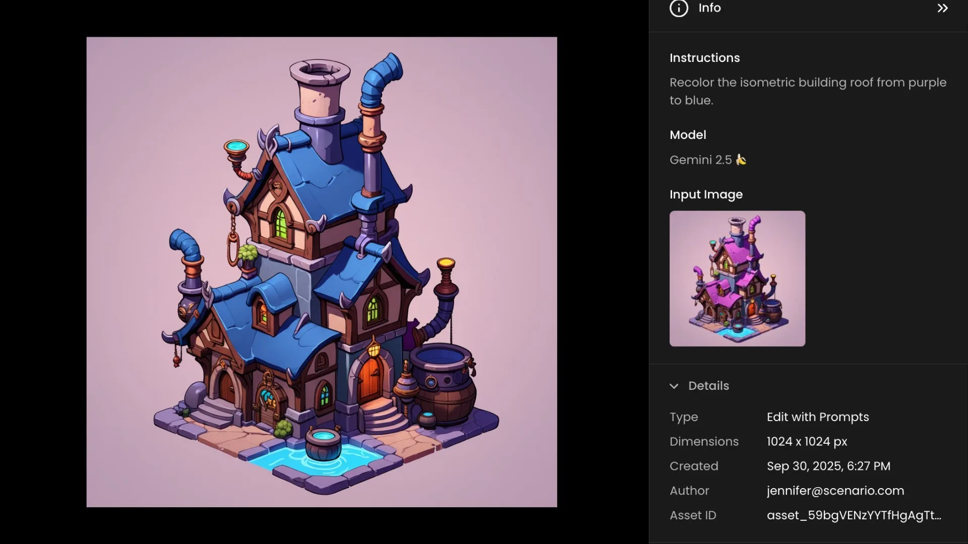 Isometric Building Roof Color Change with Edit with Prompts