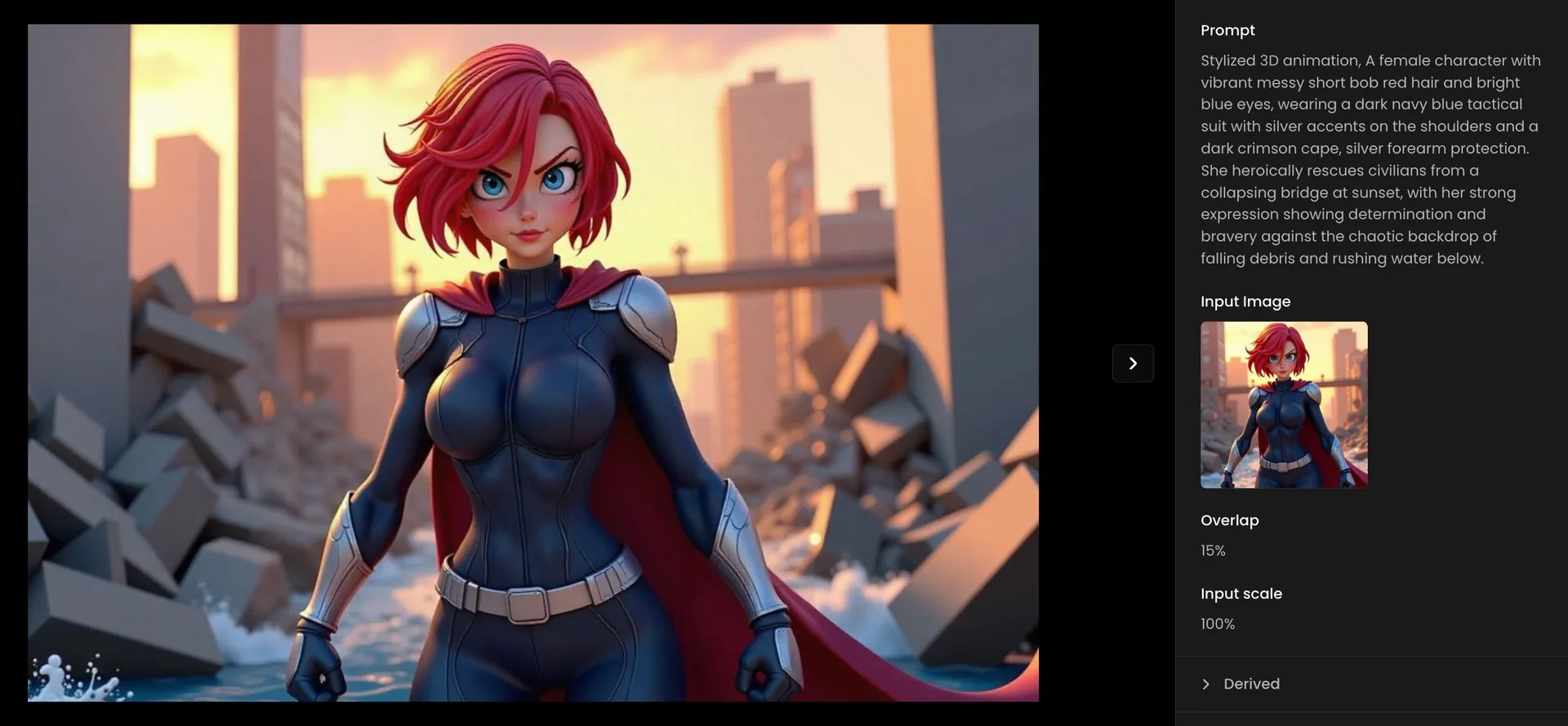 Square Image Of A Female Character Expanded Into Landscape Format