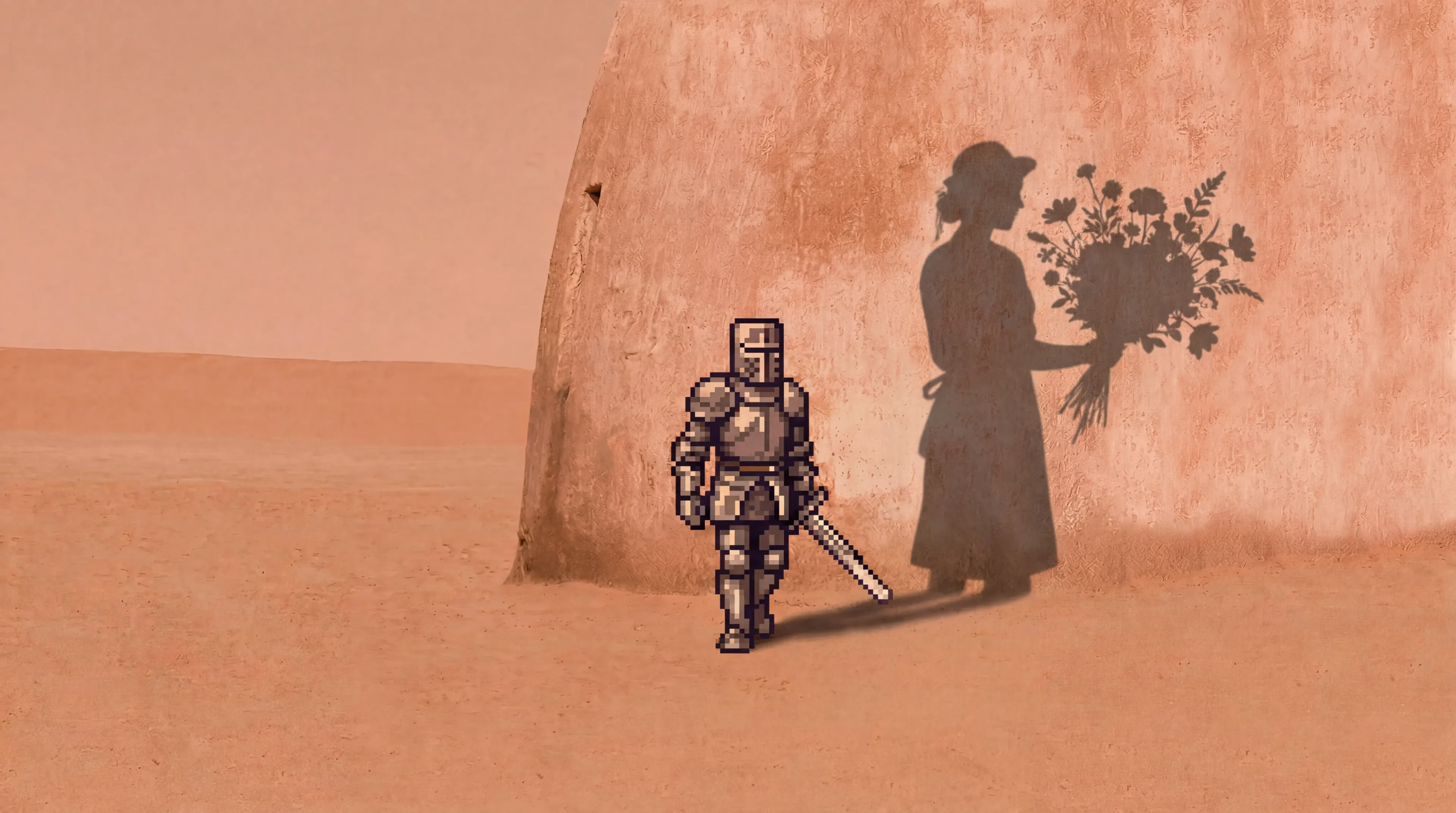 Cinematic silhouette with dramatic backlighting